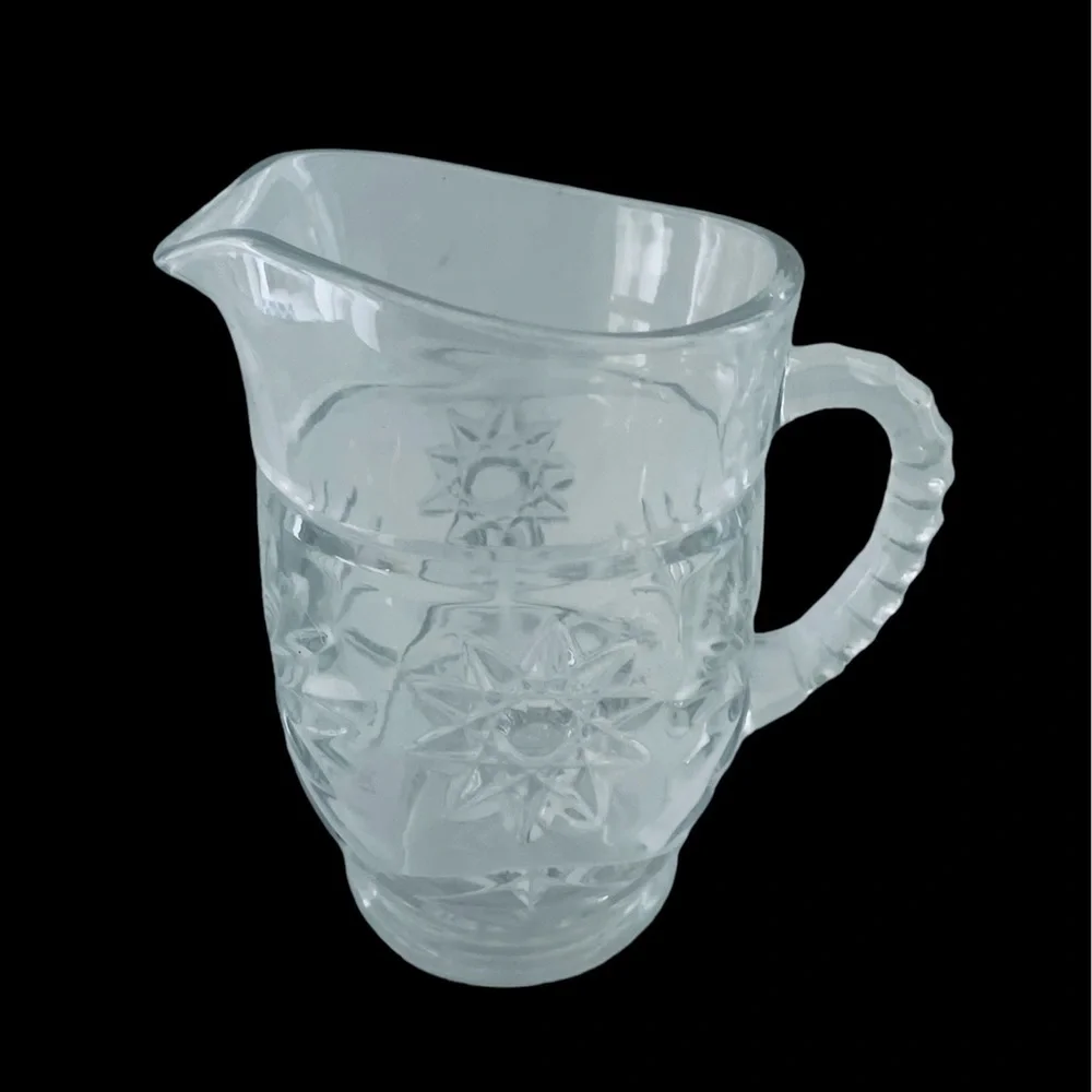 Vintage Prescut Clear Pressed Glass Small Pitcher by Anchor Hocking MCM